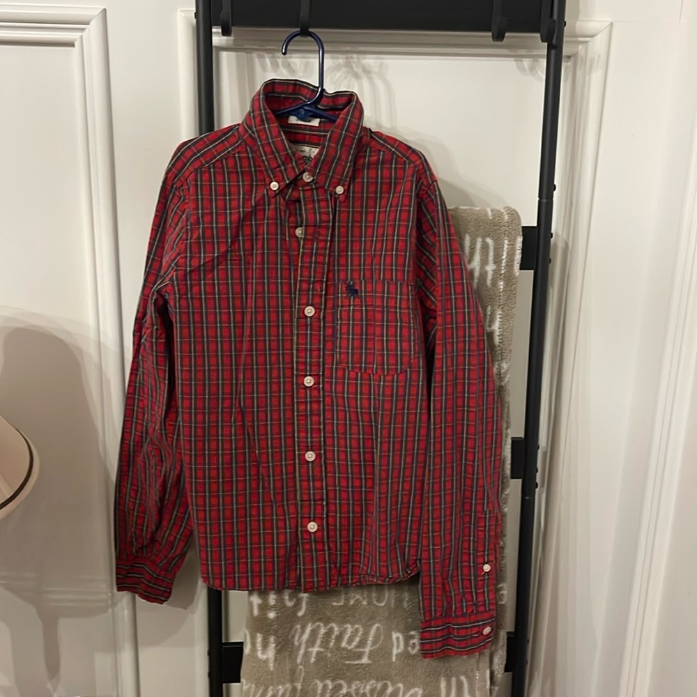 Abercrombie red plaid dress shirt